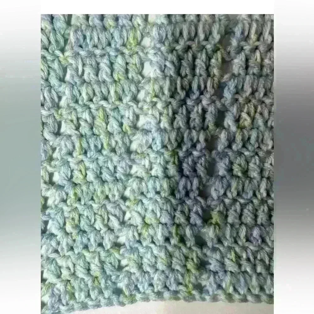 Homemade Baby Blanket Blue -2 Piece 28 1/2” X 30” And 26” X 28 1/2”